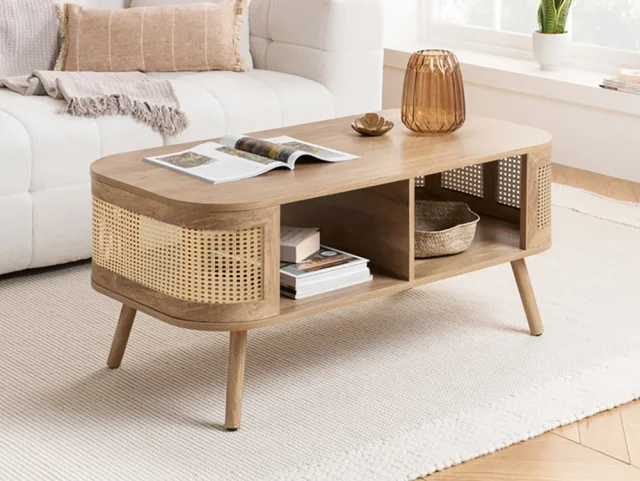 Birlea Noah Rattan and Oak Coffee Table