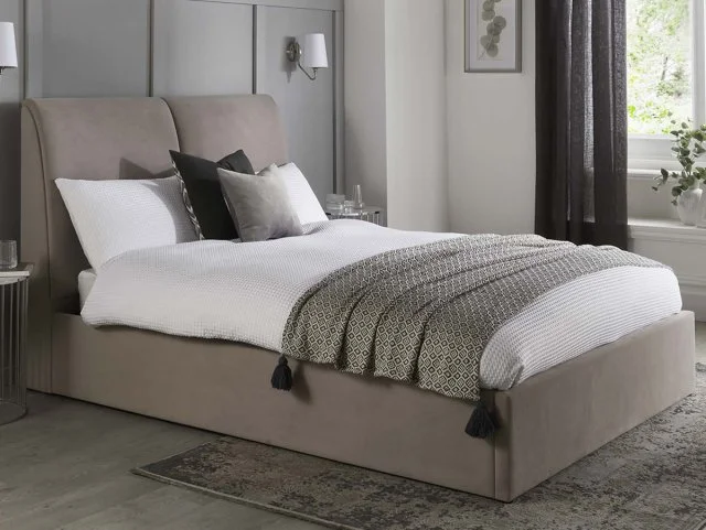 GFW Montrel 4ft6 Double Natural Fabric Ottoman Bed Frame