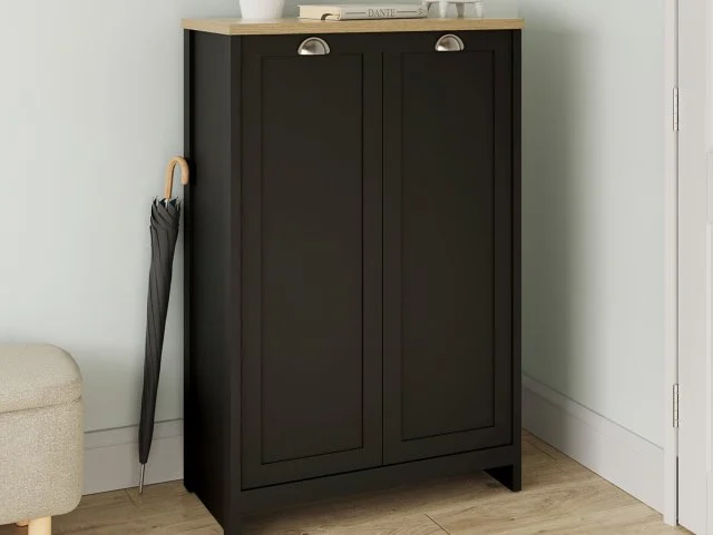 GFW Lancaster Black 2 Door Shoe Cabinet thumbnail