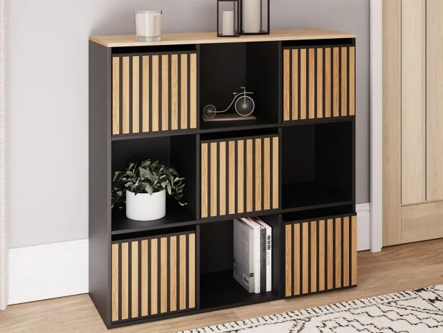 GFW Kube 3x3 Black and Oak Shelf Storage Cube