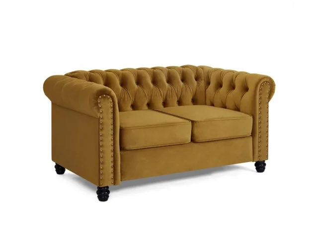 TGC Chester Gold Velvet Fabric 2 Seater Sofa