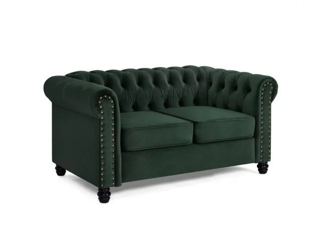 TGC Chester Green Velvet Fabric 2 Seater Sofa