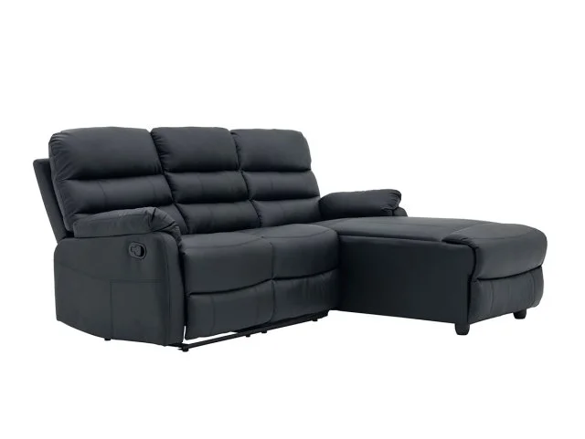 TGC Colin Black Left Hand Chaise Faux Leather Corner Sofa