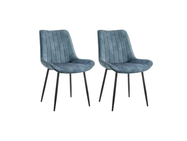 TGC Gemma Set of 2 Blue Velvet Dining Chairs