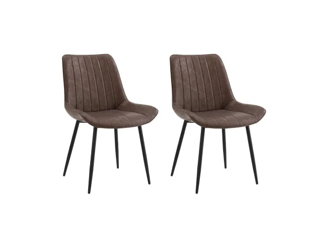 TGC Gemma Set of 2 Brown Faux Leather Dining Chairs
