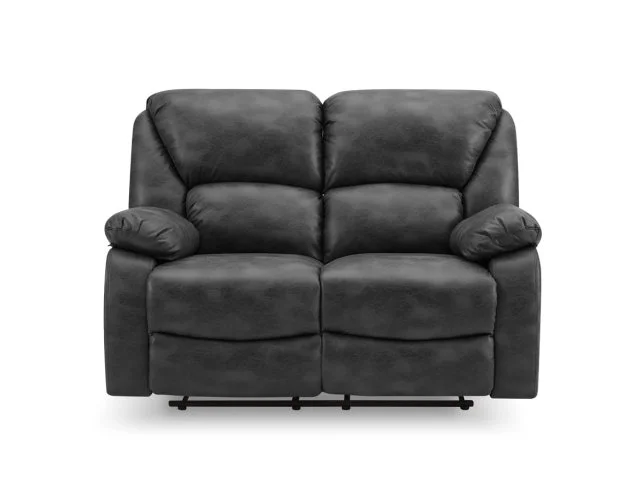 TGC George Black Faux Leather 2 Seater Manual Recliner Sofa