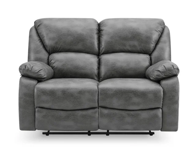 TGC George Grey Faux Leather 2 Seater Manual Recliner Sofa