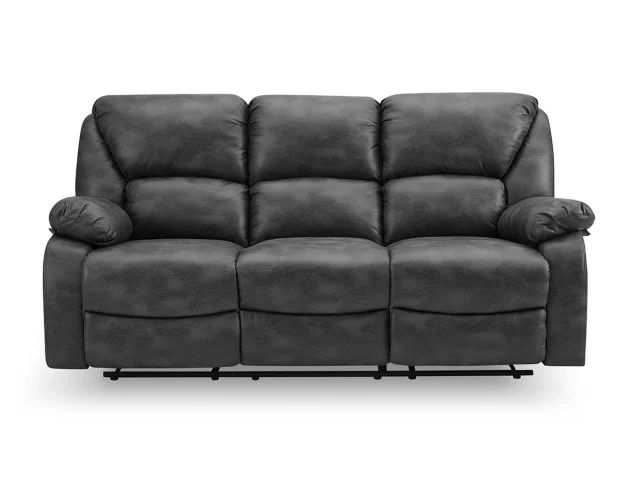 TGC George Black Faux Leather 3 Seater Manual Recliner Sofa