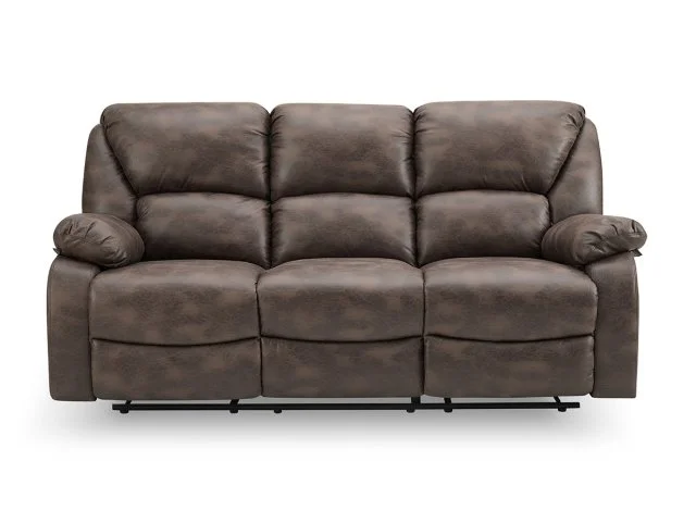 TGC George Brown Faux Leather 3 Seater Manual Recliner Sofa