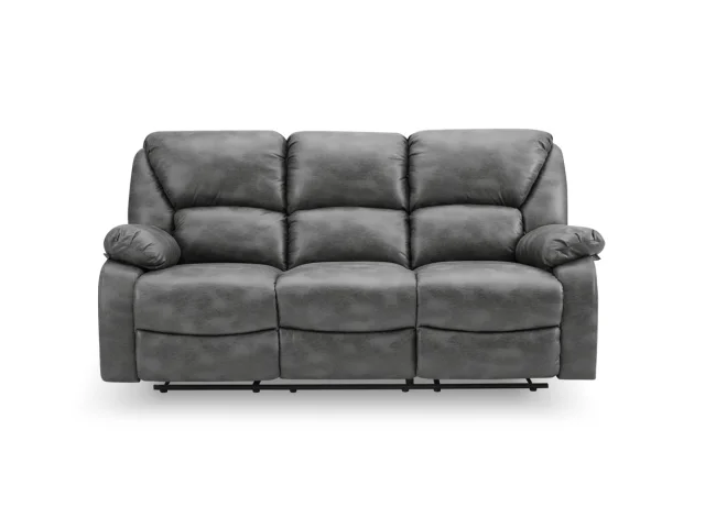 TGC George Grey Faux Leather 3 Seater Manual Recliner Sofa