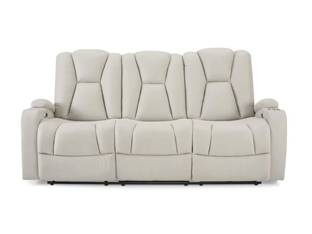 TGC Hazel Light Grey Faux leather 3 Seater Power Recliner Sofa