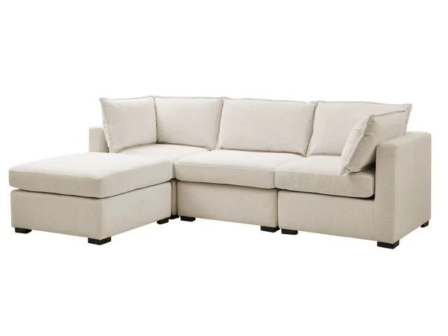 TGC Irene Beige Fabric 3 Seater Sofa with Footstool