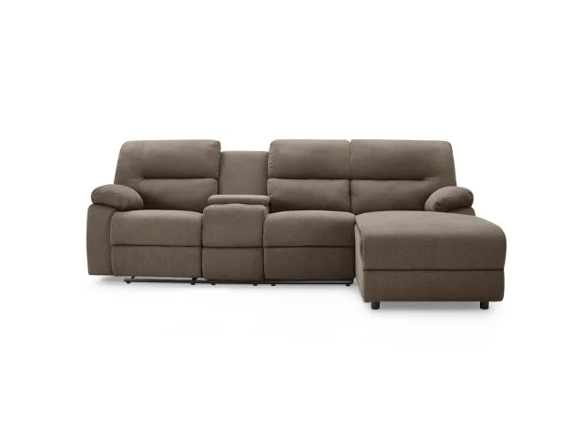 TGC Jake Brown Right Hand Fabric Chaise Recliner Sofa