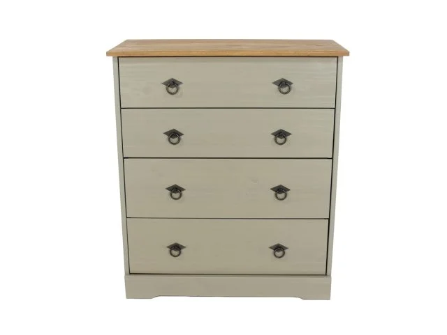Core Products - Core Corona Compact Grey and Waxed Pine 4 Drawer Chest of Drawers thumbnail
