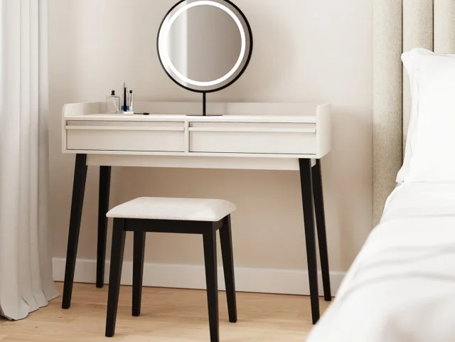 GFW Phoebe White Dressing Table with Mirror and Stool thumbnail