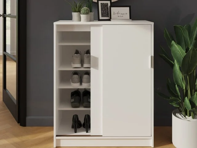 GFW Leighton White Sliding Door Shoe Cabinet thumbnail