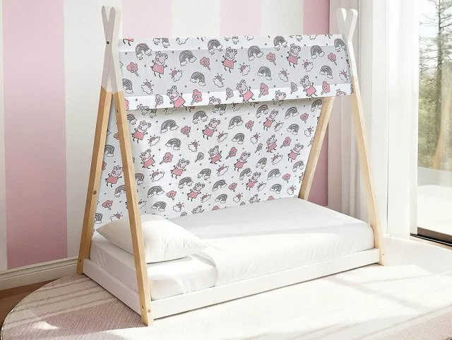 Kidsaw Peppa Pig White Wooden Toddler House Bed - 3ft Single