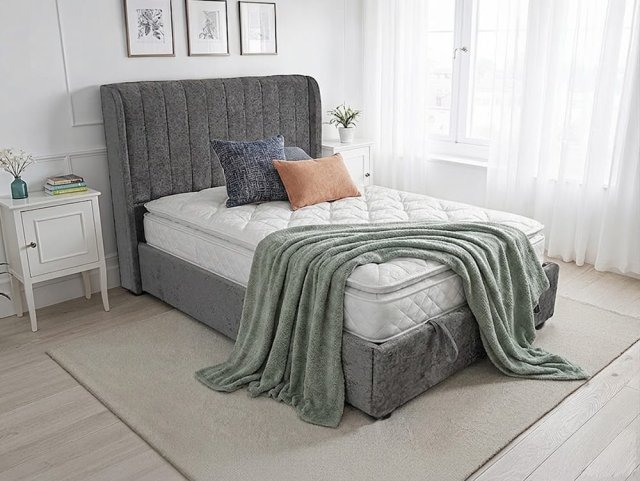 ASC Finley Grey Fabric Ottoman Bed Frame - 4ft6 Double
