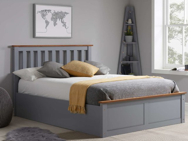 ASC Serena Stone Grey Wooden Ottoman Bed Frame - 4ft6 Double
