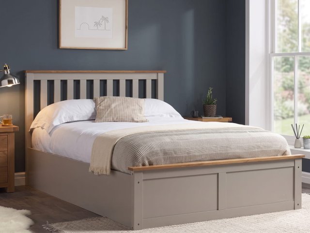 ASC Serena Pearl Grey Wooden Ottoman Bed Frame - 4ft6 Double
