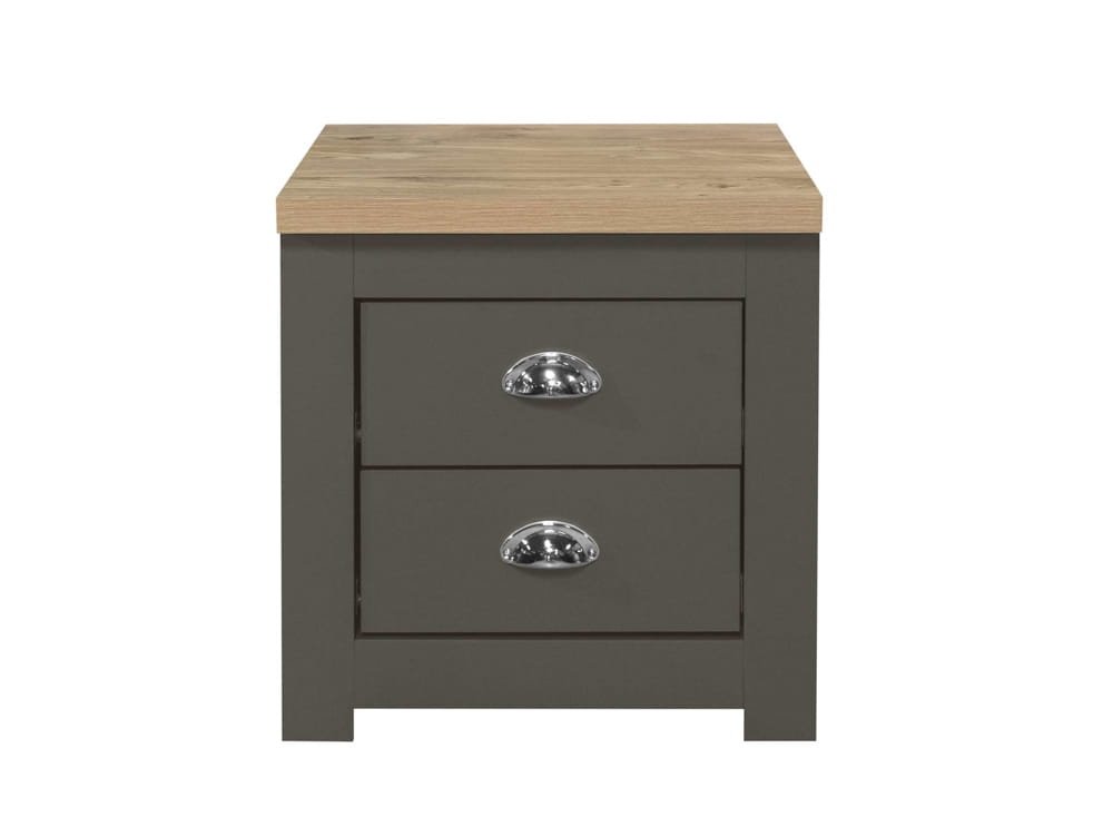 Birlea Highgate Dark Grey and Oak Effect 2 Drawer Bedside Table