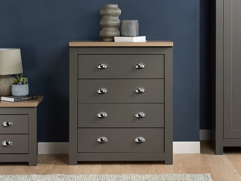 Birlea Highgate Dark Grey and Oak Effect 4 Drawer Chest