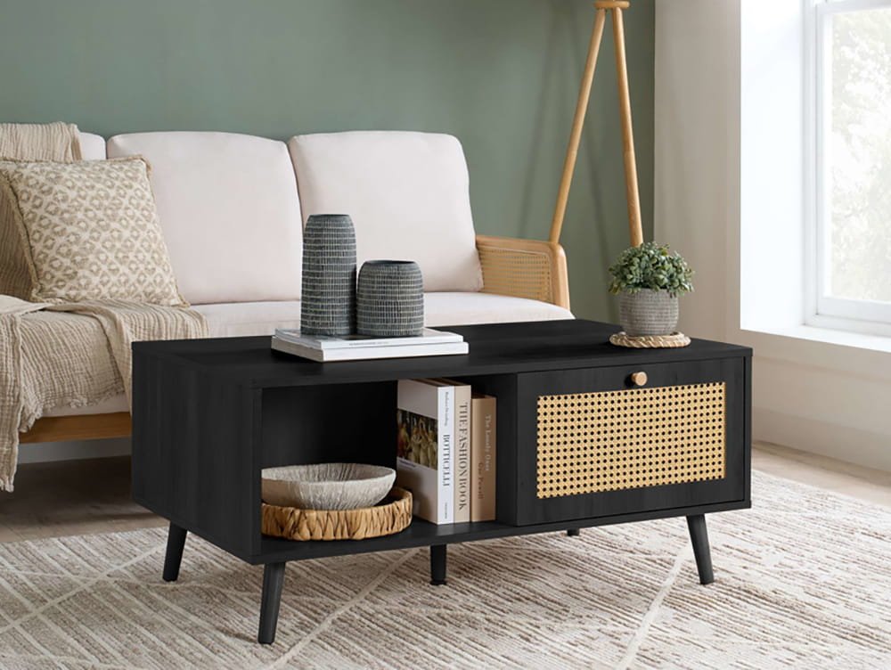 Birlea Croxley Rattan and Black Coffee table