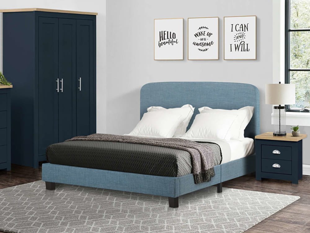 Birlea Jacob French Blue Fabric Bed Frame - 5ft King Size