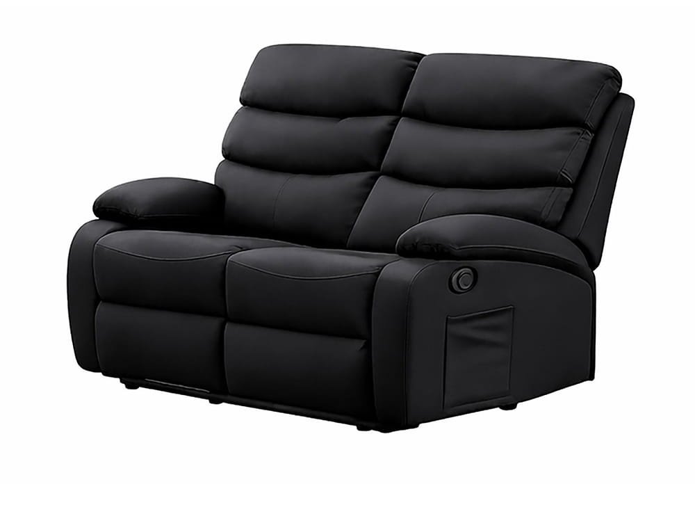 Rackhams Black 2 Seater Manual Recliner Sofa, - Pu Leather - 133 - Image 3