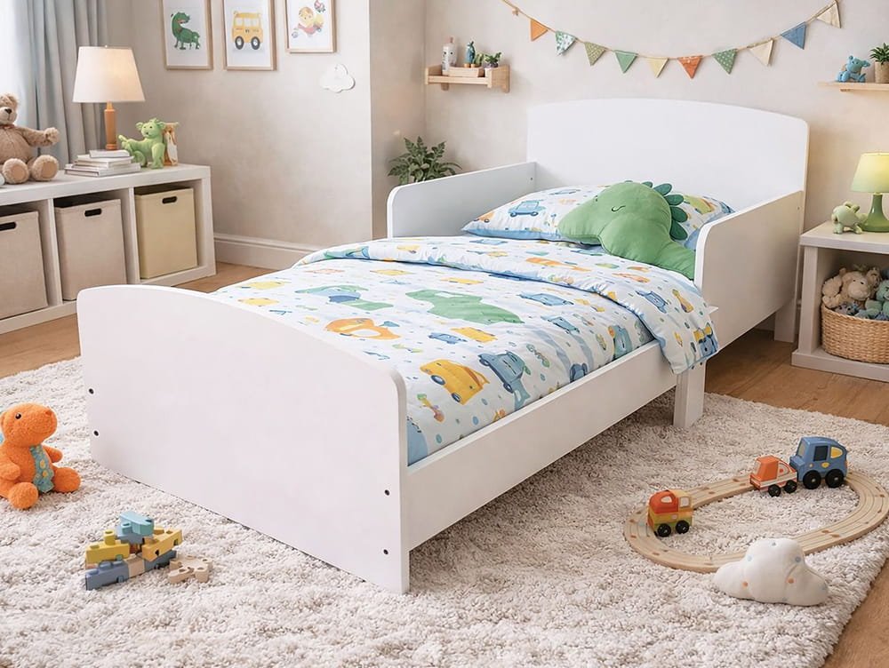 Kidsaw White Toddler Bed Frame With Safety Rails - Image 5
