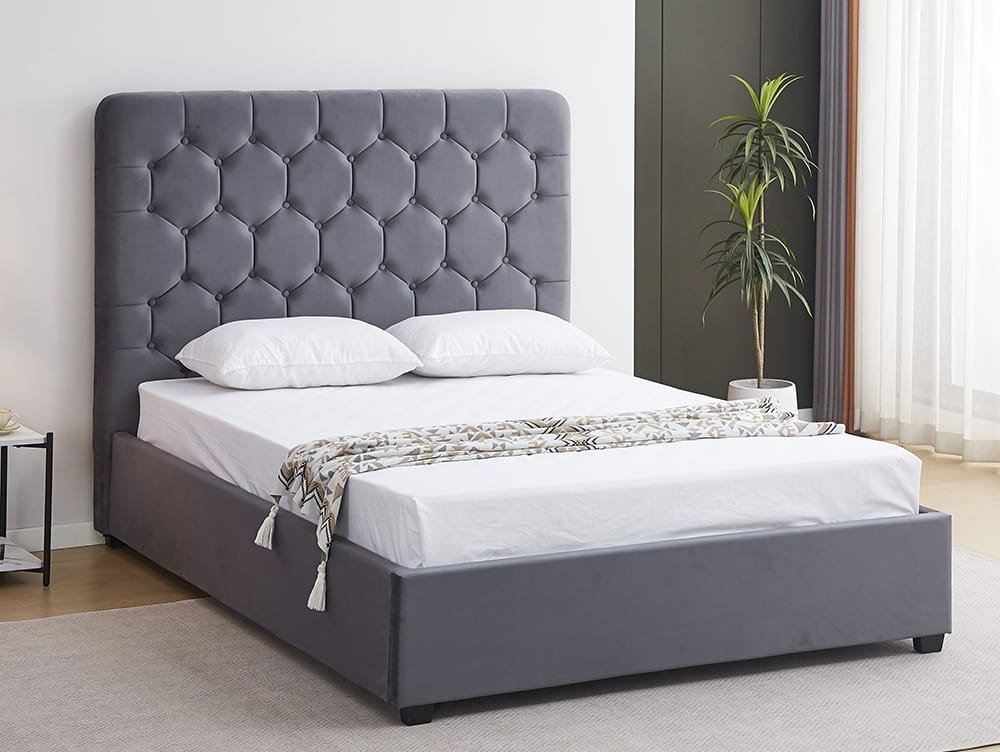 Seconique Madison Grey Velvet Fabric Bed Frame - 5ft King Size