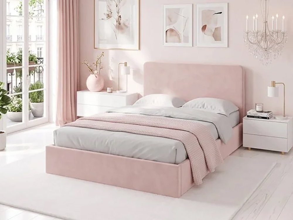GFW Chiswick Soft Pink Ottoman Bed Frame - 5ft King Size