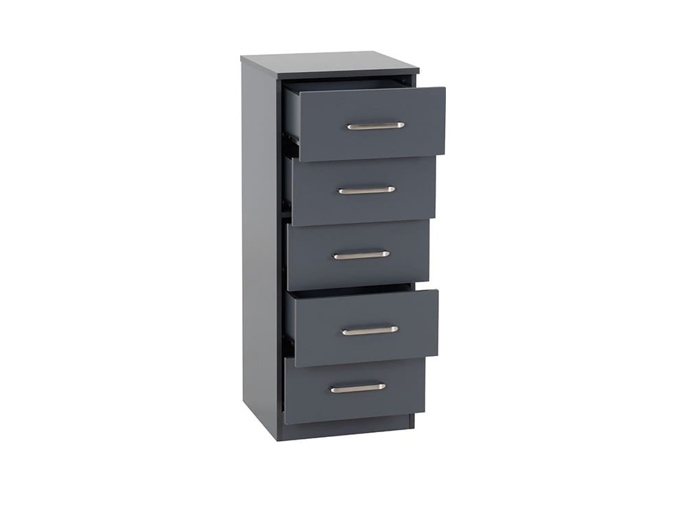 B&Q - Dakota 5 Drawer Narrow Chest Of Drawers Dark Grey - Image 5