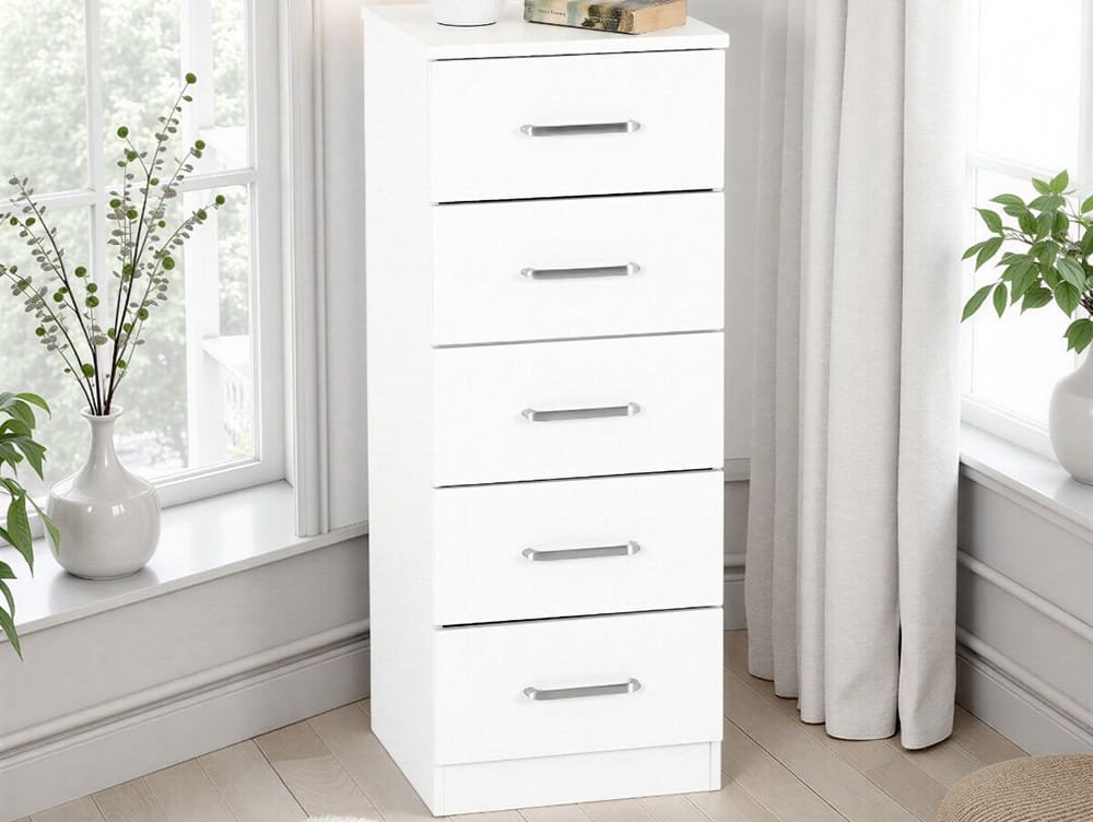 Dakota 5 Drawer Chest White Large Modern Storage Freestanding Bedroom - Image 6