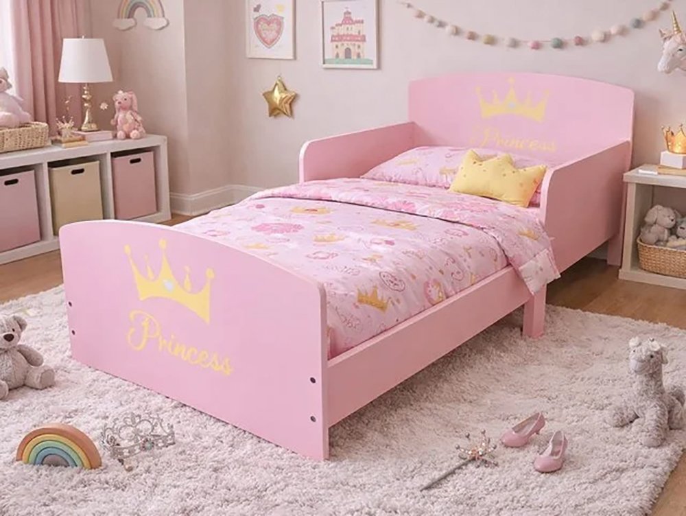 Kidsaw Pink Princess Toddler Bed Frame With Safety Rails - Image 5