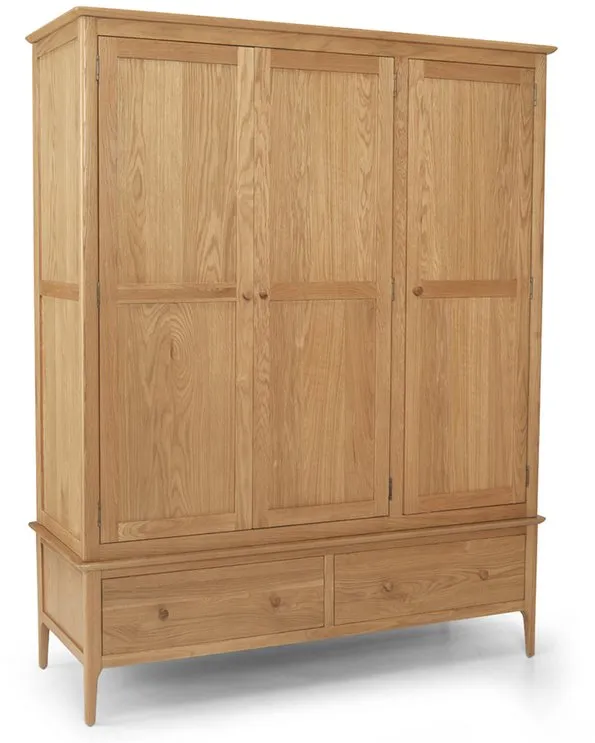 Archers Windermere 3 Door 2 Drawer Oak Wooden Large Triple Wardrobe Part Assembled thumbnail