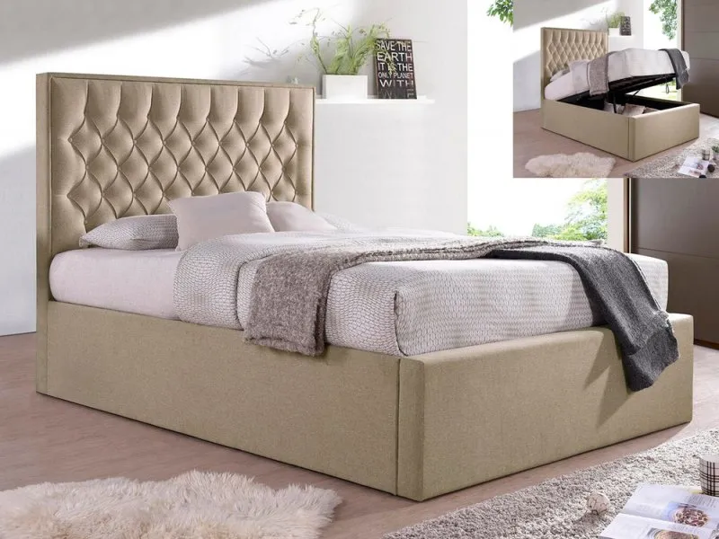 Bedmaster Wilson Oatmeal Fabric Ottoman Bed Frame - 4ft6 Double thumbnail