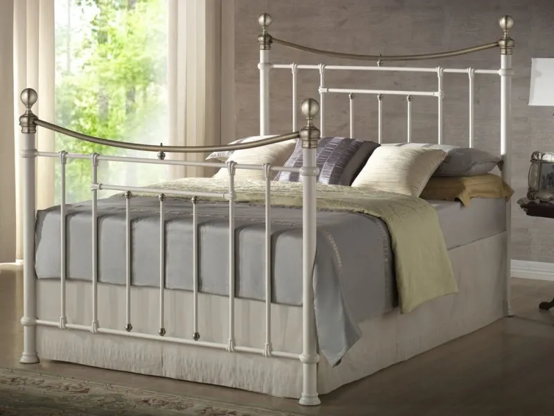 Birlea Bronte 5ft King Size Cream and Antique Brass Metal Bed Frame
