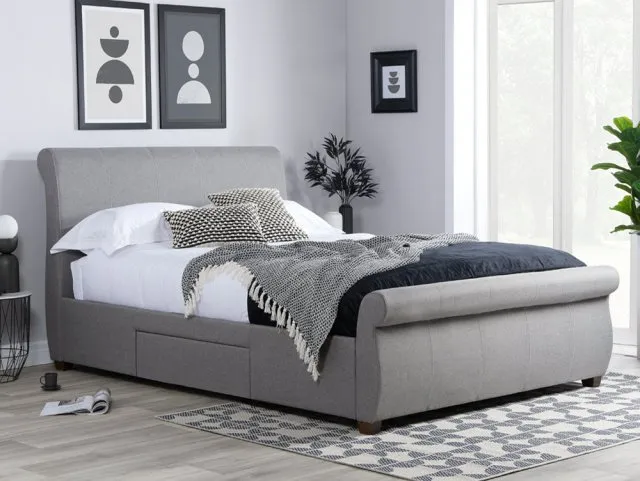 Birlea Furniture & Beds - Birlea Lancaster Grey Fabric 2 Drawer Bed Frame - 4ft6 Double thumbnail