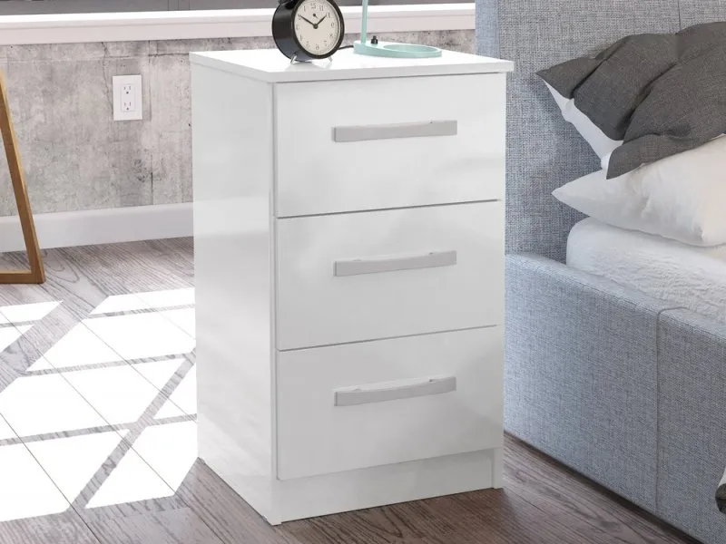 Photos - Storage Сabinet Birlea Lynx White High Gloss 3 Drawer Bedside Table bedsidecabinets