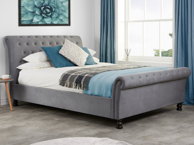 Birlea Opulence 5ft King Size Grey Velvet Upholstered Fabric Bed Frame