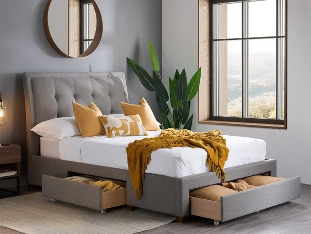 Birlea Furniture & Beds - Birlea Shelby Grey Fabric 3 Drawer Bed Frame - 5ft King Size thumbnail