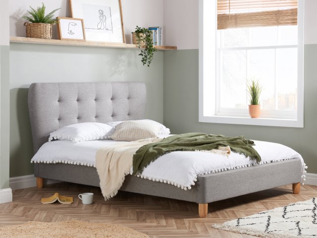 Birlea Stockholm 4ft Small Double Grey Upholstered Fabric Bed Frame