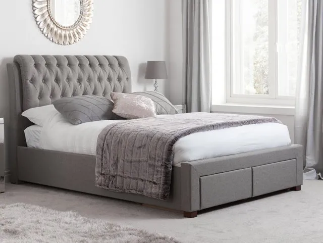 Birlea Valentino 5ft King Size Grey Fabric 2 Drawer Bed Frame