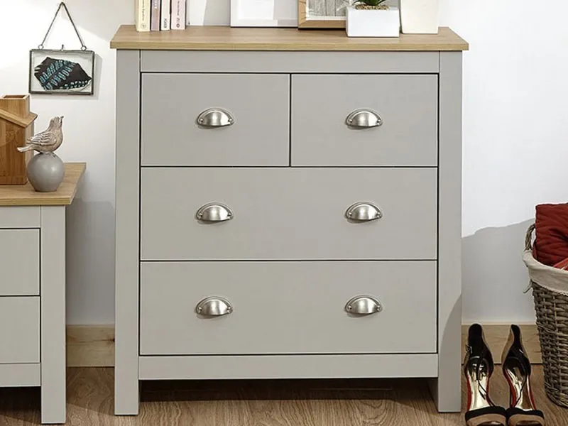 GFW Lancaster Grey and Oak 22 Drawer Chest of Drawers
