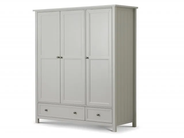 Julian Bowen Maine Dove Grey 3 Door 2 Drawer Triple Wardrobe thumbnail