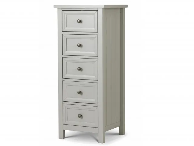 Photos - Other Furniture Julian Bowen Maine Dove Grey 5 Drawer Tall Narrow Chest of Drawers chestsofdrawers 