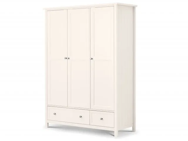 Julian Bowen Maine Surf White 3 Door 2 Drawer Triple Wardrobe thumbnail