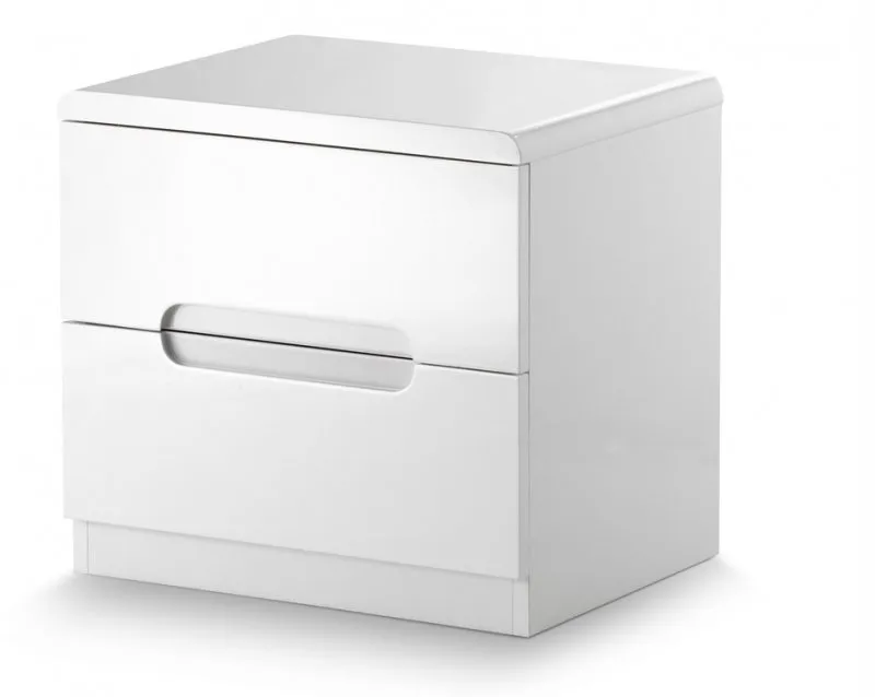 Photos - Storage Сabinet Julian Bowen Manhattan White High Gloss 2 Drawer Small Bedside Table bedsidetables&cabinets 