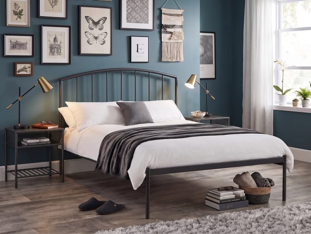 Julian Bowen Onyx Satin Black Metal Bed Frame - 4ft6 Double